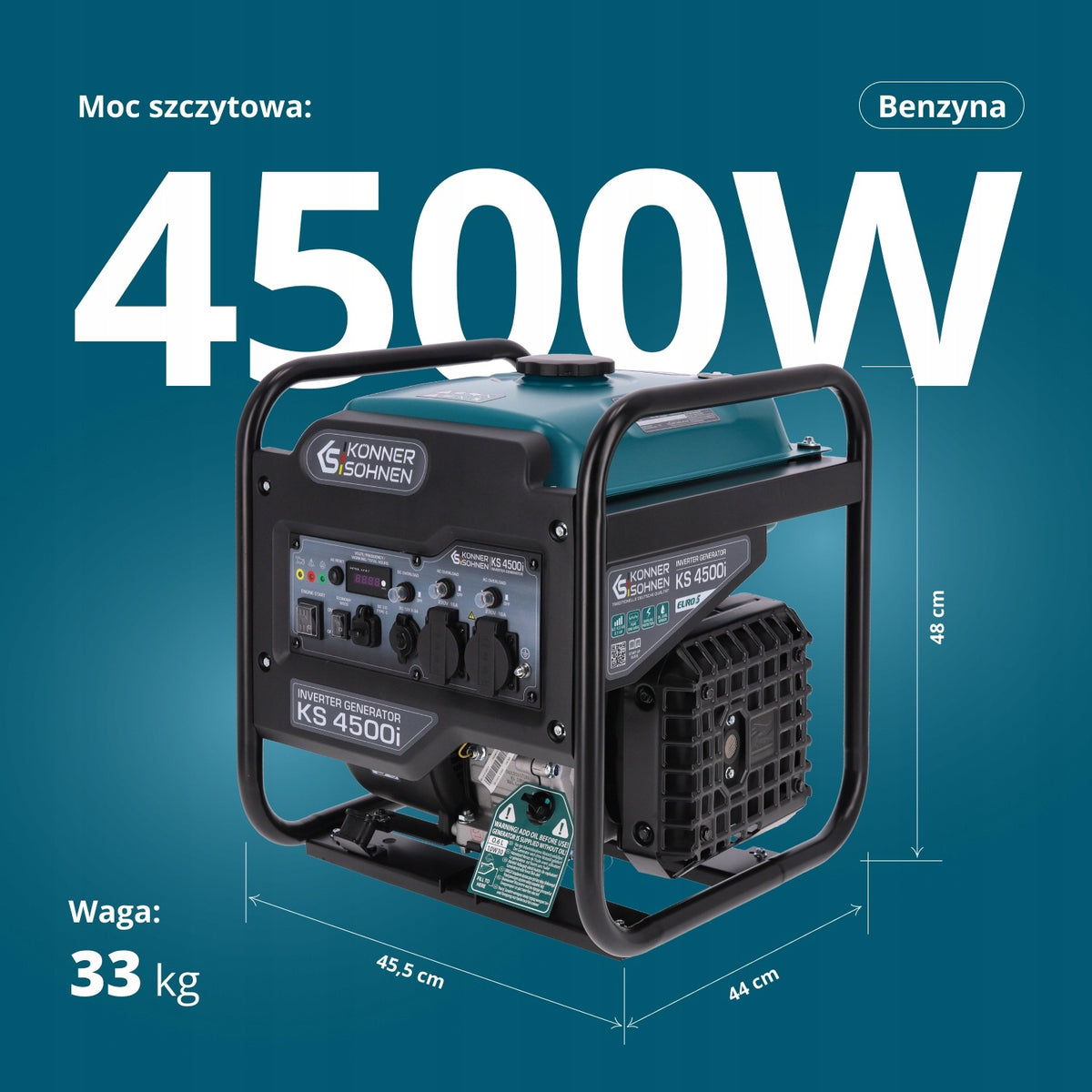 Inverter generator set 4,5 kW - ECO- mode 223 cm3 Könner & Söhnen Packaging status original