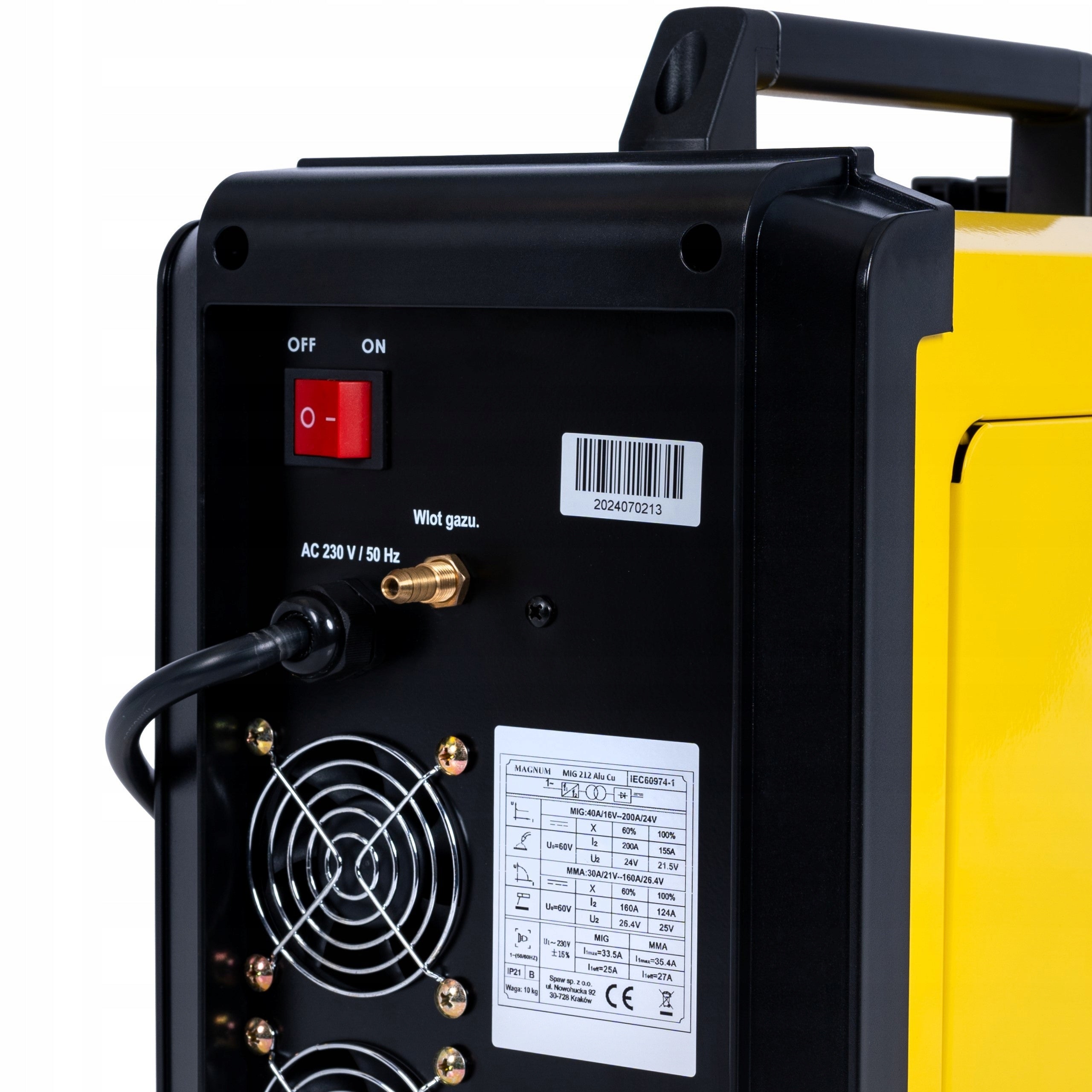 Inverter welder | MAGNUM MIG 212 ALU CU SYNERGY 200A/60% Maximum electrode diameter 4 mm