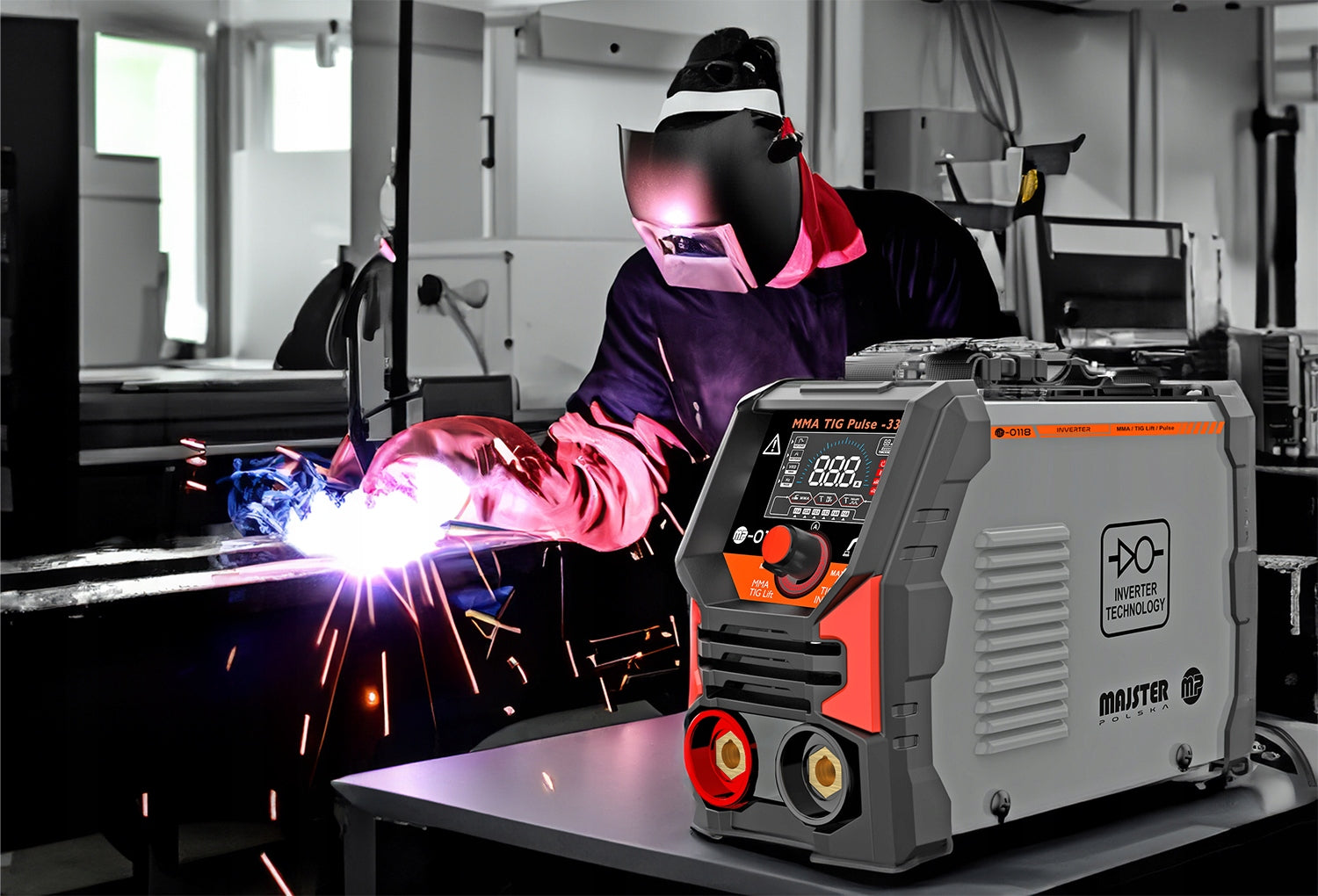 Inverter welder Majster Poland 20-330 A230 4kVA INVERTER visor Manufacturer code MP0118