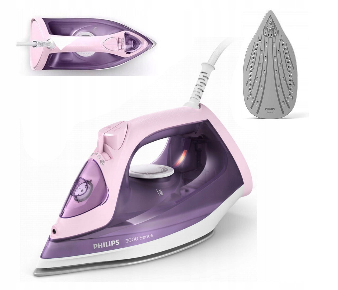 Iron 2200W Philips Series 3000 purple-pink DST3020/30 Packaging status original