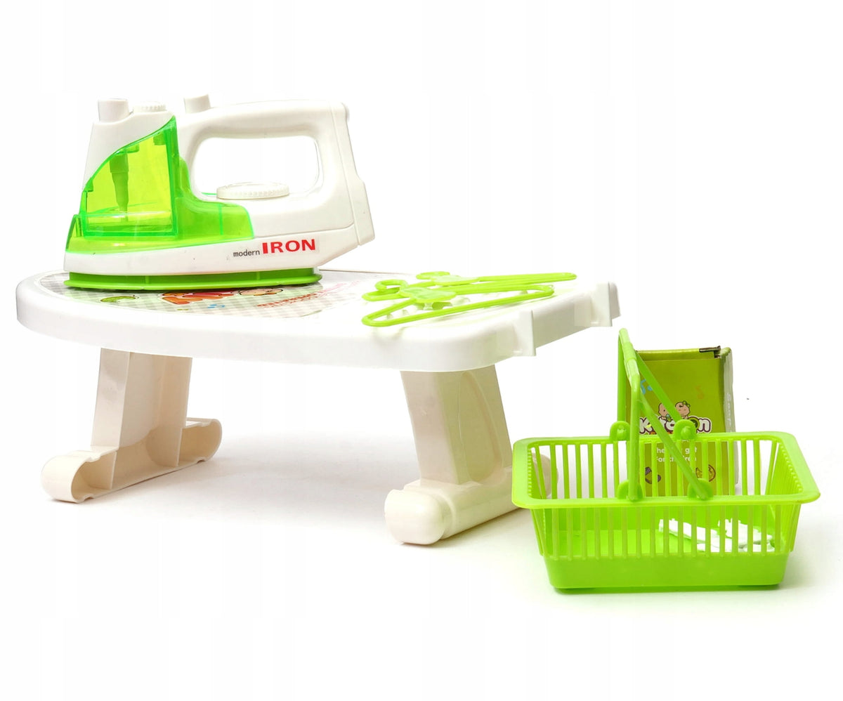 Iron toy with sprinkler and ironing board