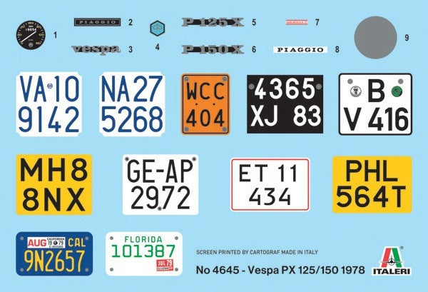 Italeri 4645 Vespa PX 125/150 (1978) 1:9 scooter model Packaging status original