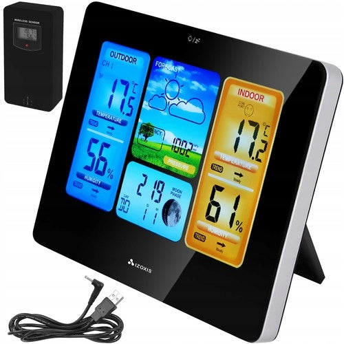 Izoxis 22452 Weather station with colour display clock temperature