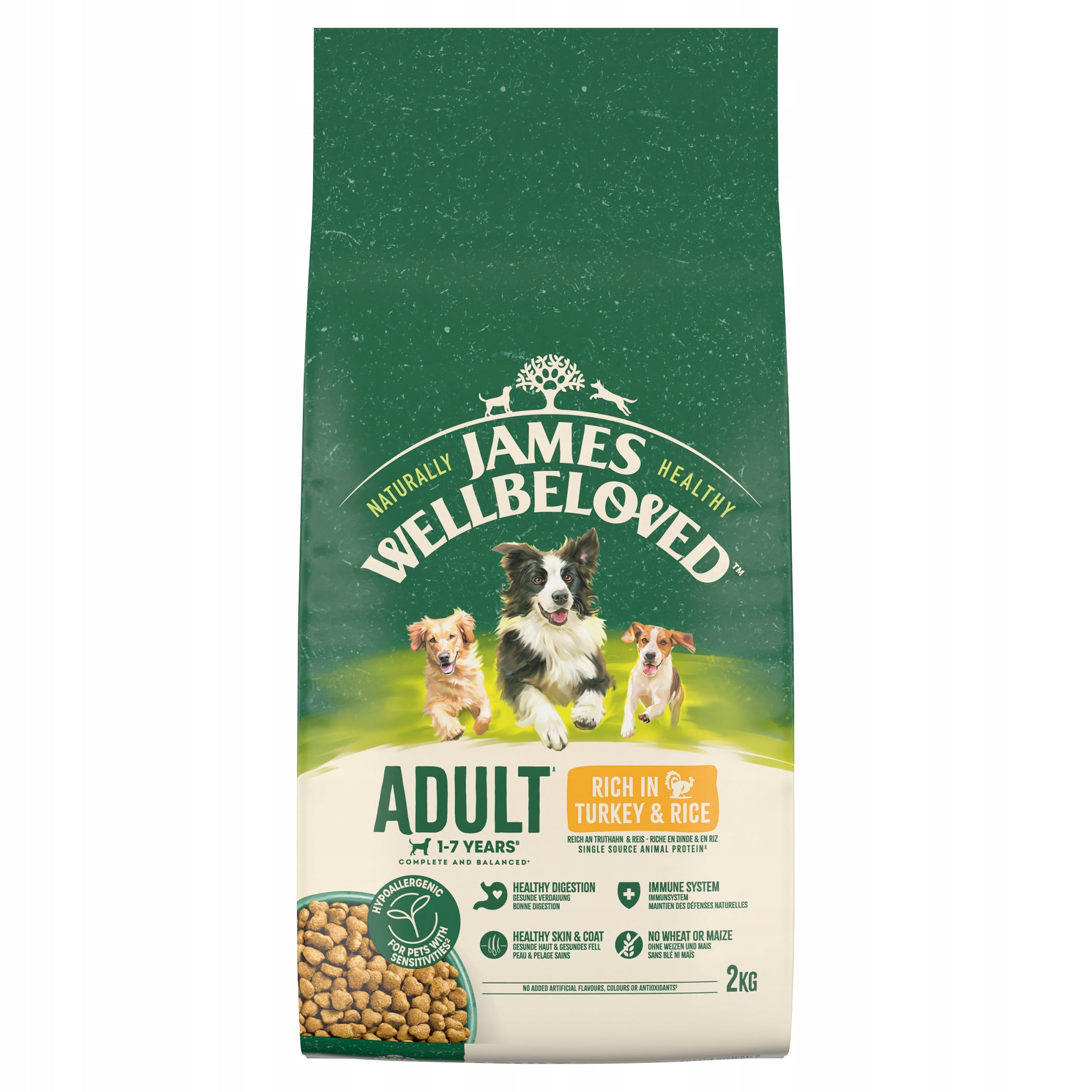 JAMES WELLBELOVED Adult monoprotein dry dog food with turkey 2 kg Brand James Wellbeloved