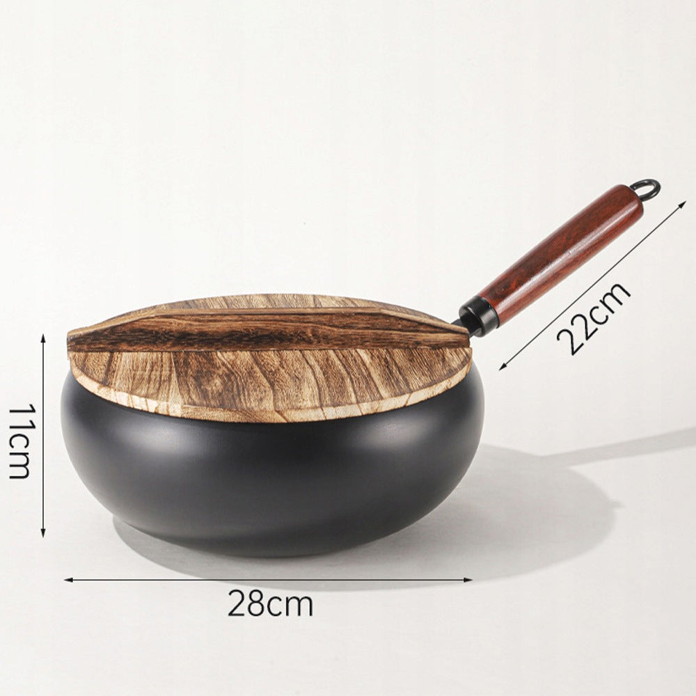 JAPANESE CAST IRON PAN WITH WOODEN LID NON-STICK 28 CM Brand no brand