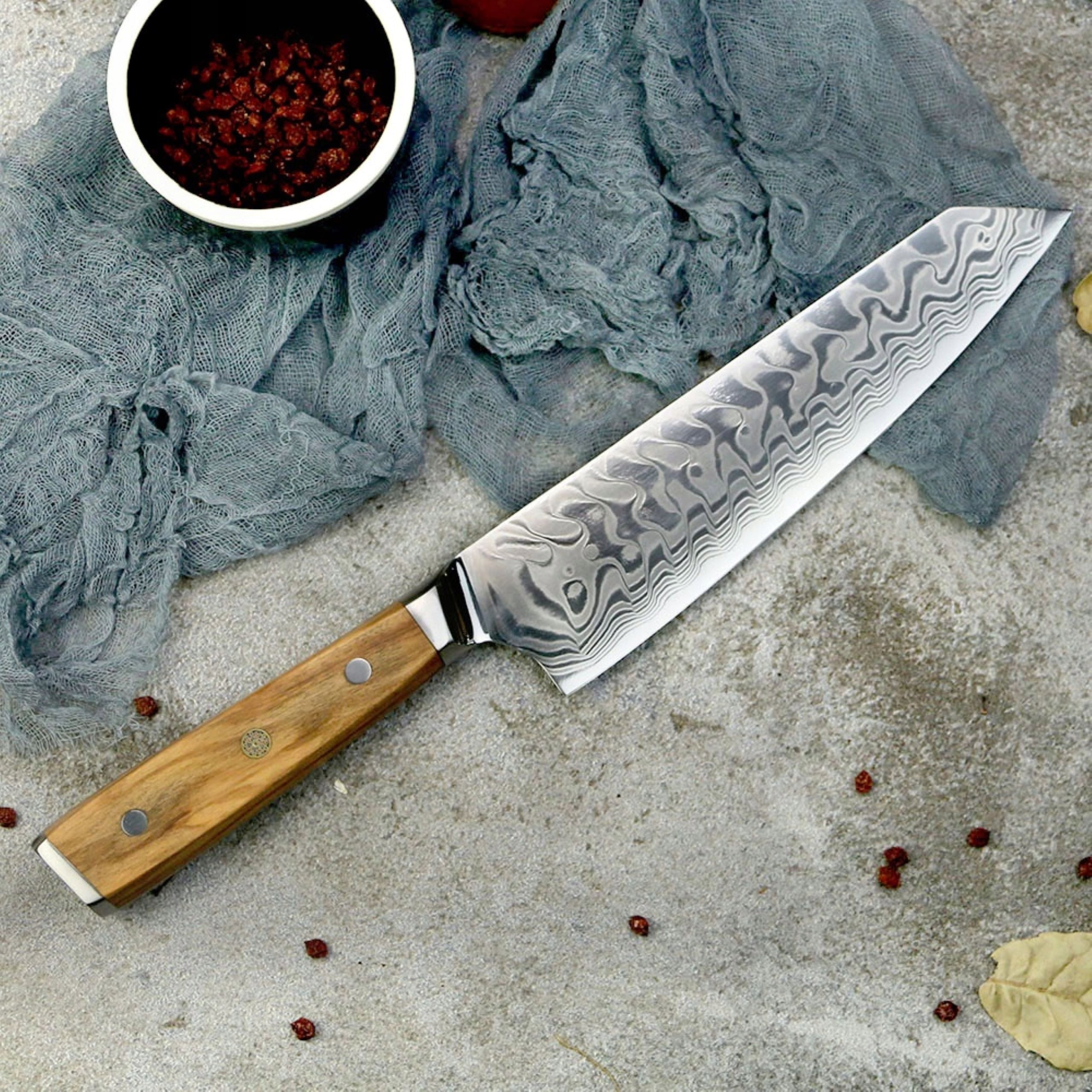 JAPANESE CHEF'S KNIFE GYUTO WOOD BEAUTIFUL DAMASCUS STEEL SHARP FOR GIFT Manufacturer code CHDR 2230
