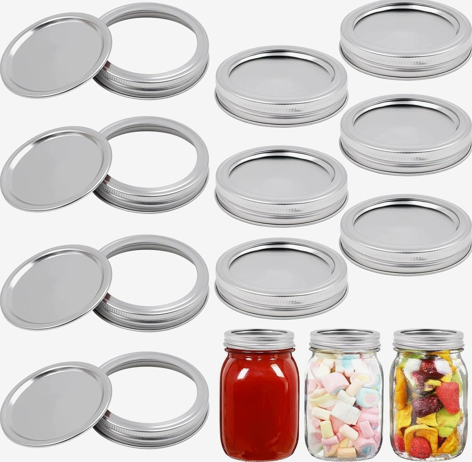 JAR LIDS 86 MM SCREW-ON TIGHT 10 PIECES IRON ROUND