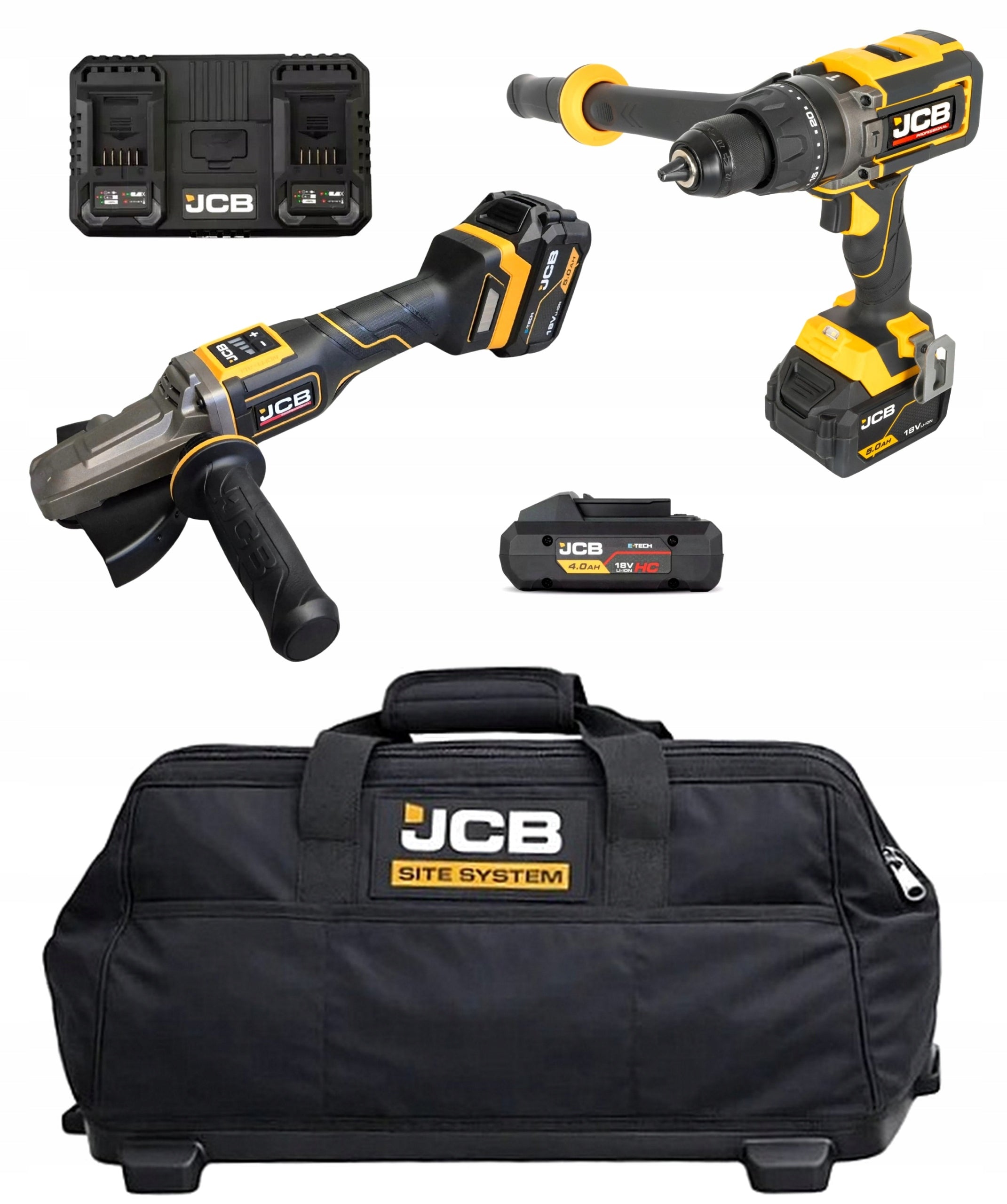 JCB-18FPAG-PCD160 SCREWDRIVER 160Nm GRINDER 125mm THIRD BATTERY FREEBIE