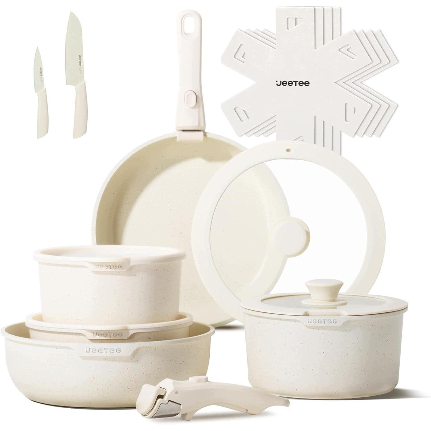 JEETEE Set of pots and pans (17 pieces) with detachable handle