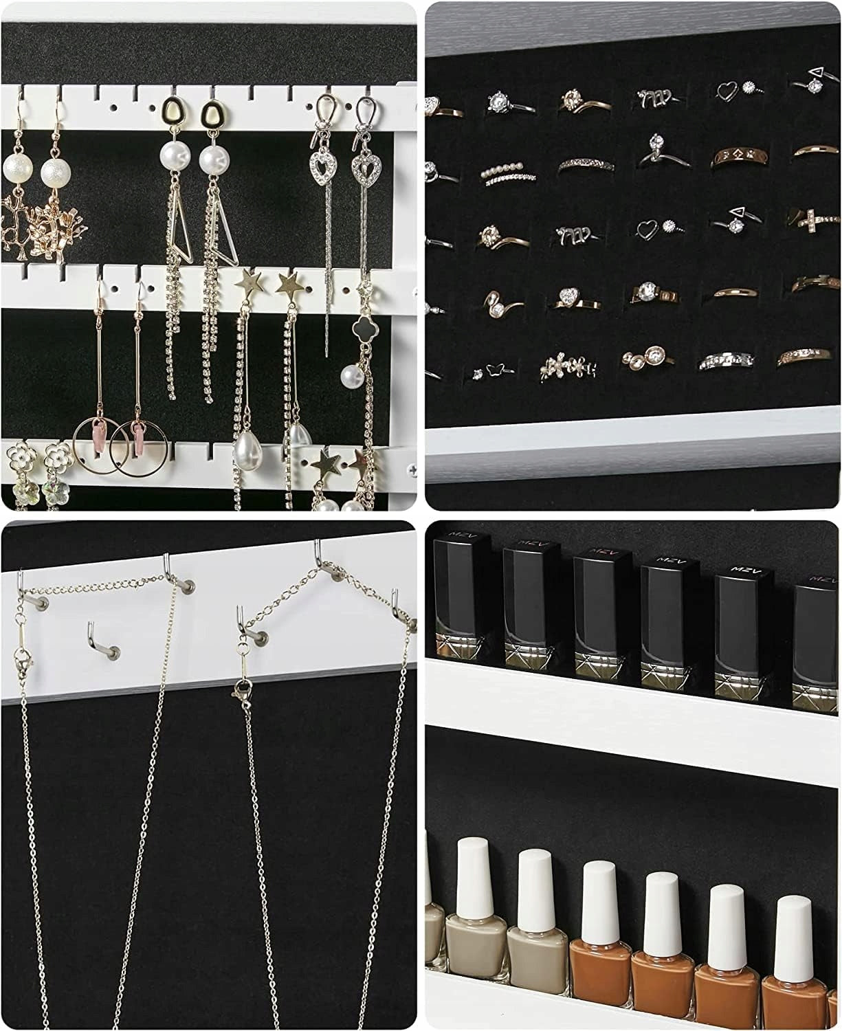 JEWELRY WALL CABINET WITH MIRROR hanging dressing table organizer stand Furniture depth 10.5 cm