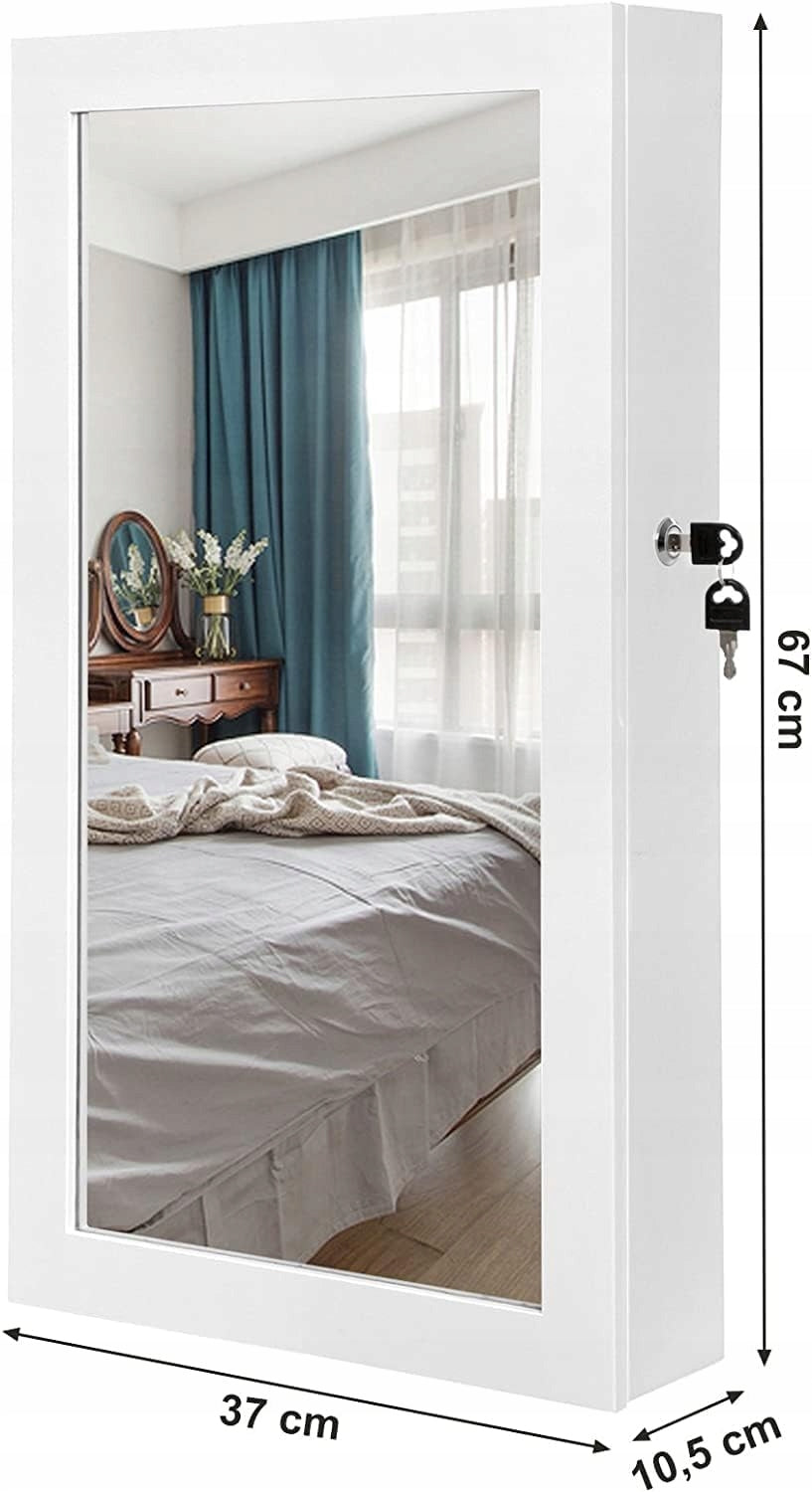 JEWELRY WALL CABINET WITH MIRROR hanging dressing table organizer stand Furniture width 37 cm