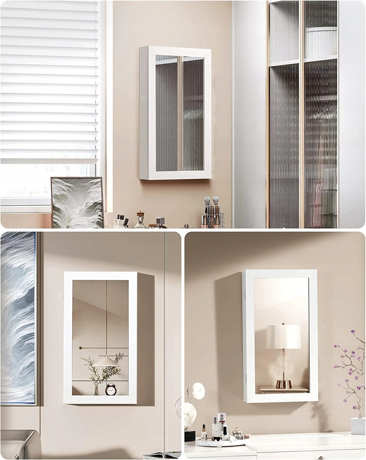 JEWELRY WALL CABINET WITH MIRROR hanging dressing table organizer stand Number of drawers none