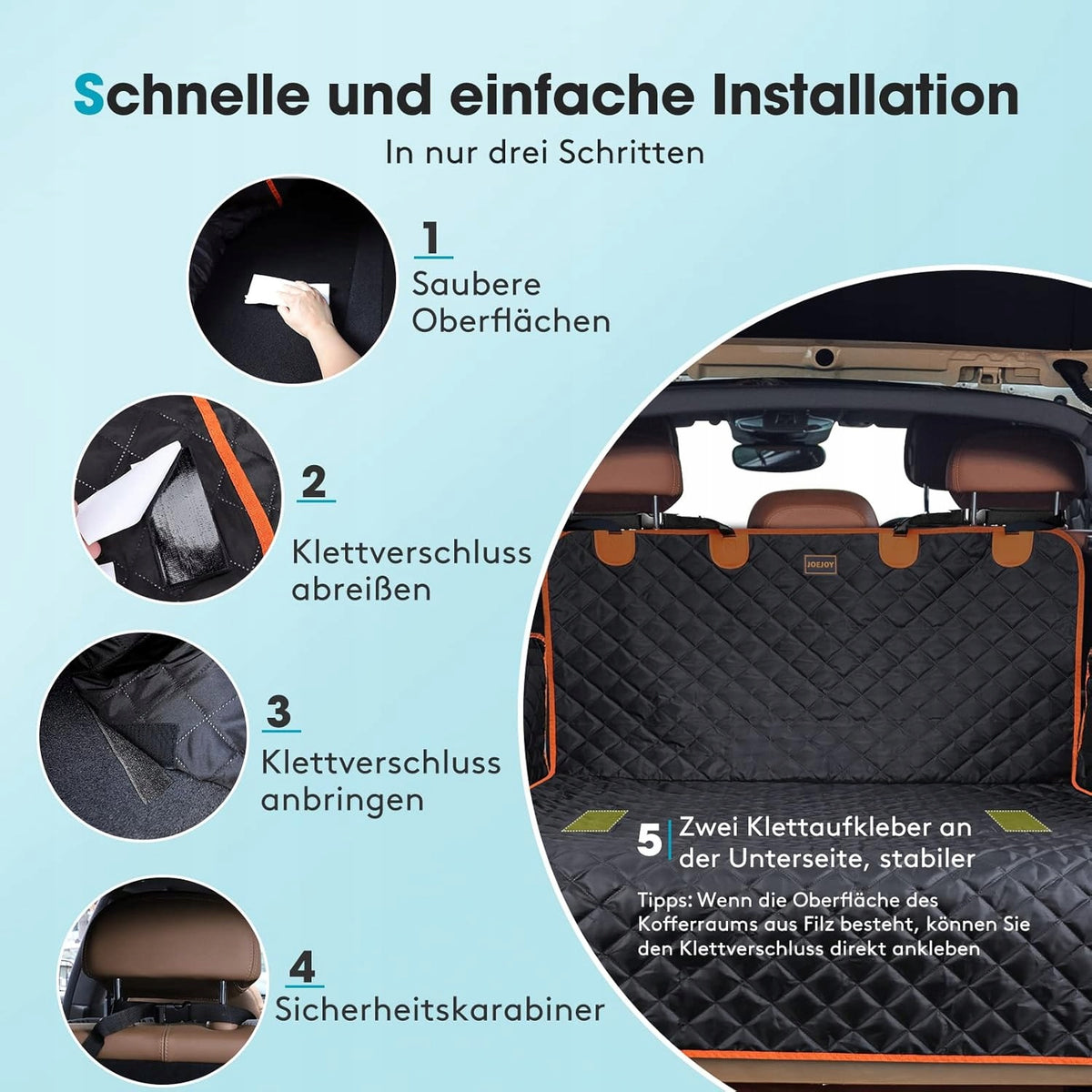 JOEJOY Dog Trunk Mat Side Protection 185x105 Waterproof Manufacturer code Duża szeroka mata do bagażnika dla psa
