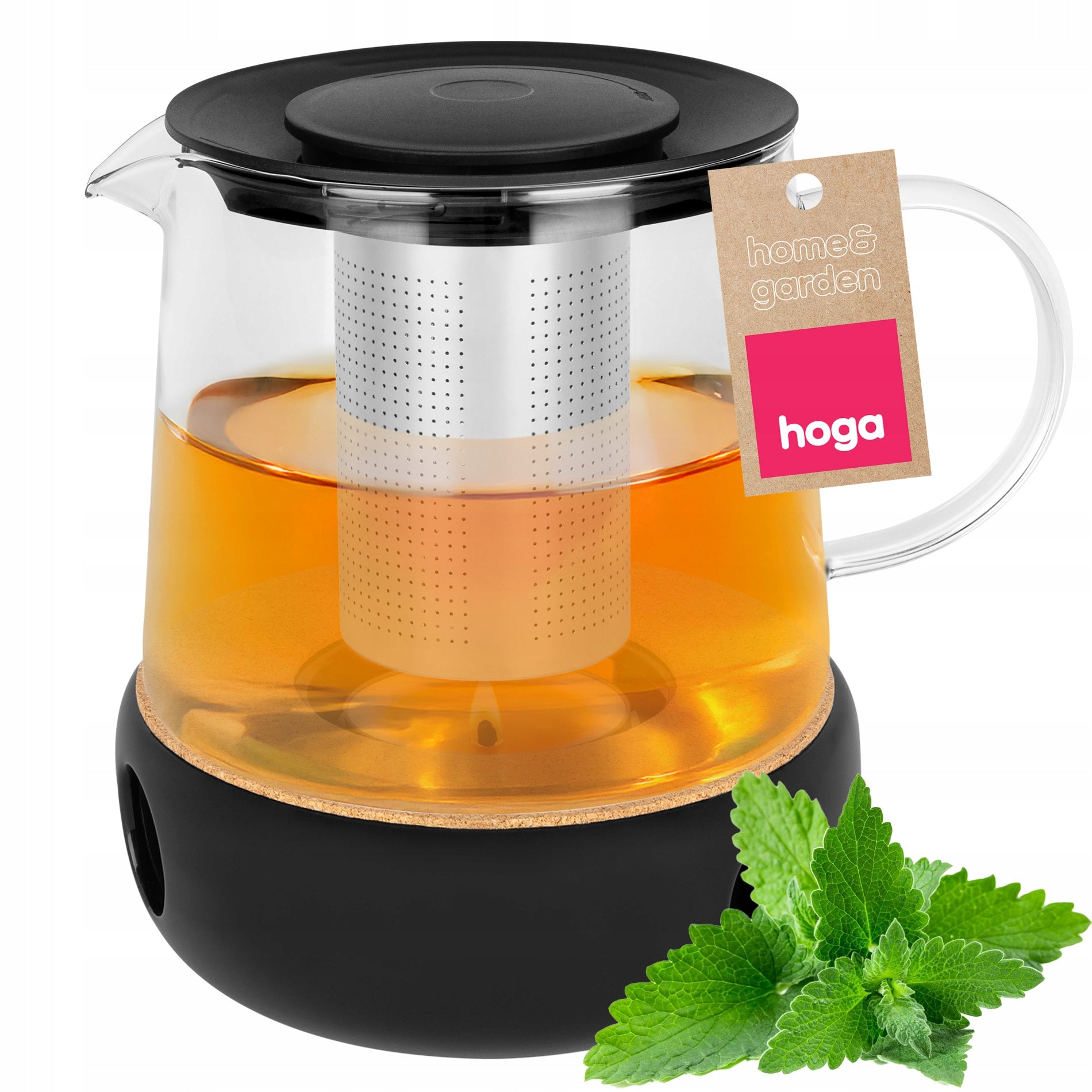 JUG INFUSER HEATER 1,5L For Tea Herbs Glass Steel Strainer