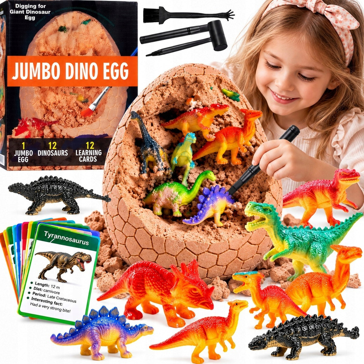 JUMBO EGG XXL DINOSAUR SET WITH 12 EXCAVATION FIGURES SMALL ARCHAEOLOGIST