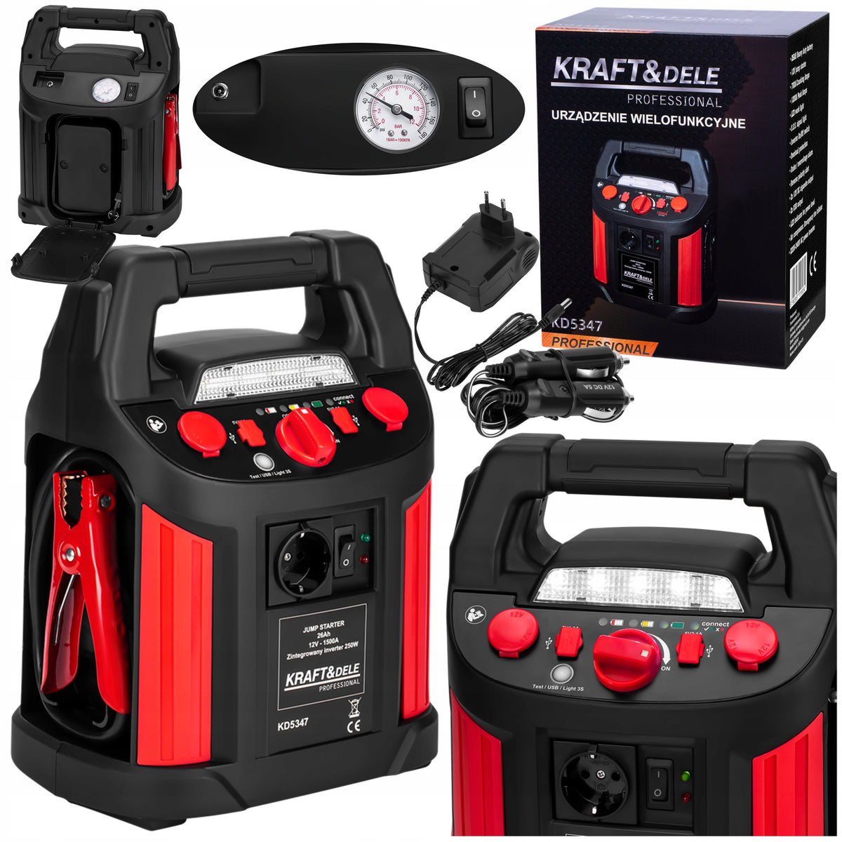 JUMP-STARTER 1200/700A 26Ah 12V INVERTER + LIGHTING