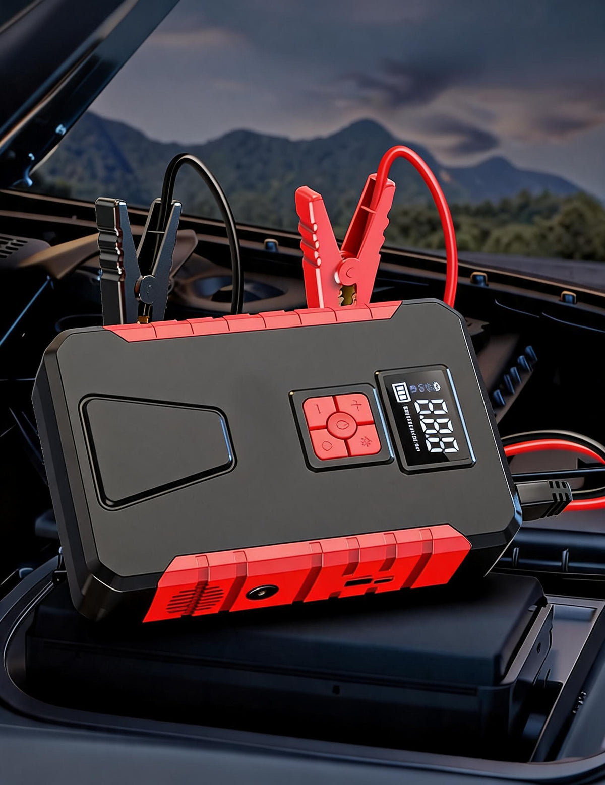 JUMP STARTER 240A POWER BANK LED FLASHLIGHT 3 MODES TOURIST LIGHTING Model jump starter z kompresorem buster 4w1 powerbank