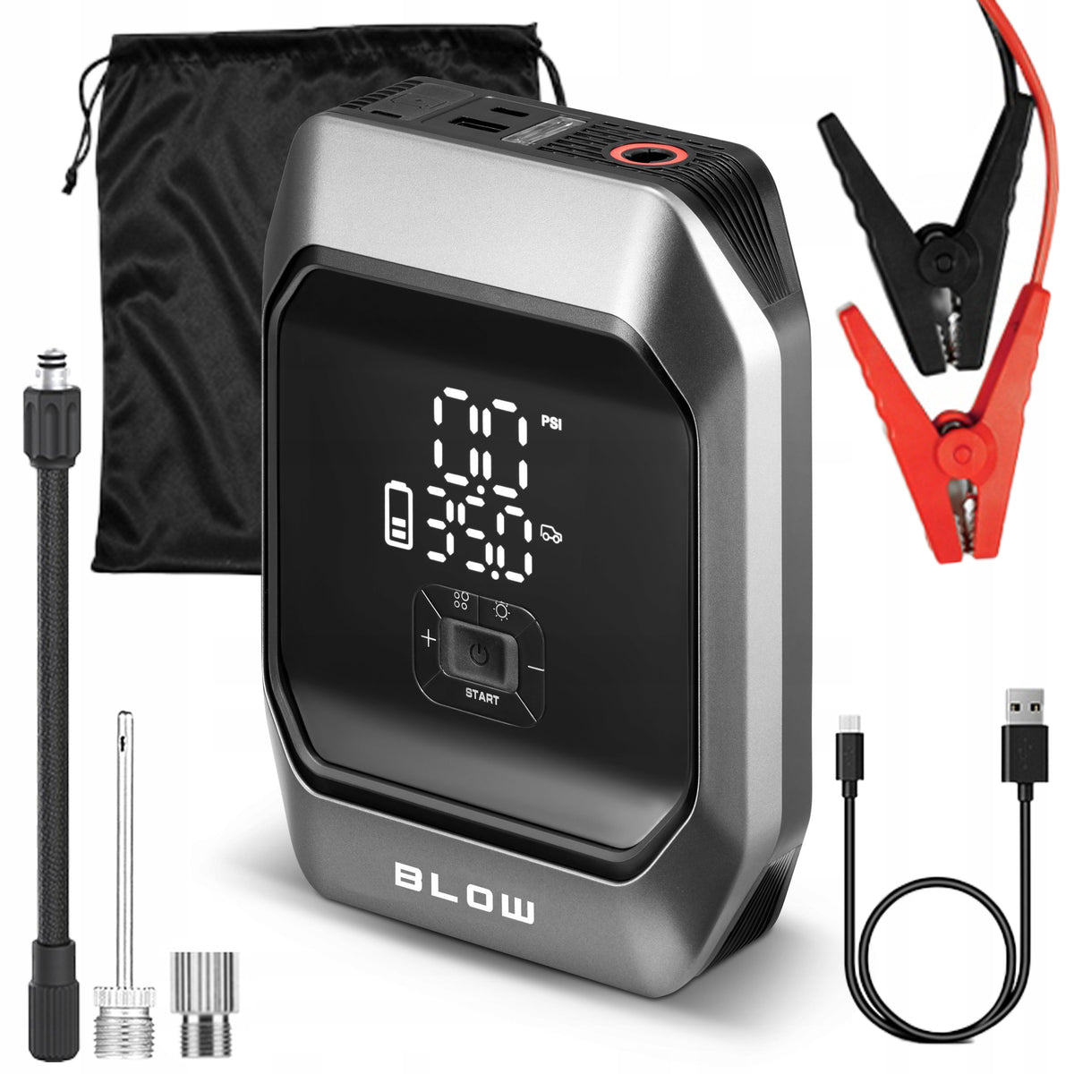 JUMP STARTER COMPRESSOR PUMP START BOOSTER POWERBANK POWERFUL 9000mAh