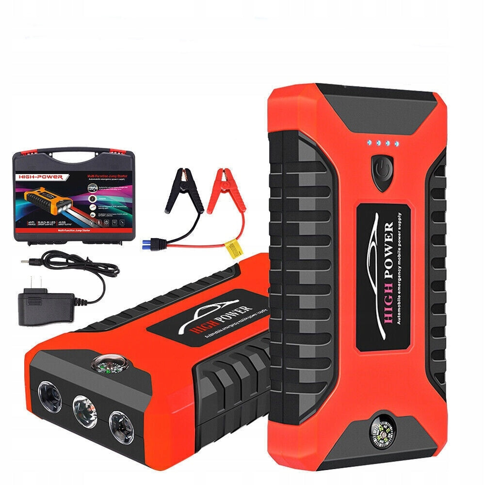 JUMP STARTER ENGINE START POWERBANK COMPASS CABLES 4 X USB 99800mAh