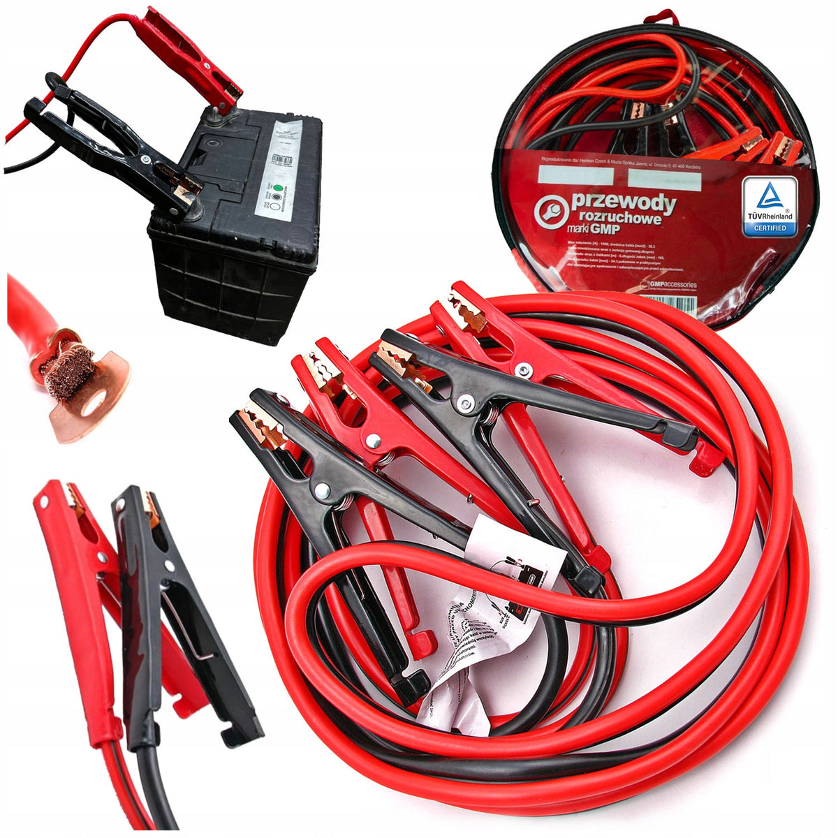 JUMPER CABLES wires 600A 6m 10mm2 STRONG CLAMPS frogS Diesel case