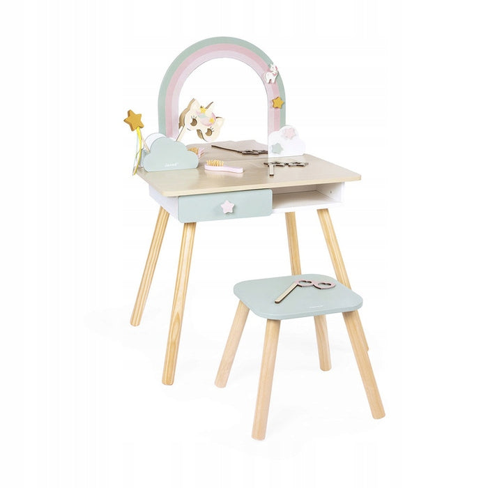 Janod Large wooden dressing table with accessories Unicorn 3+ Janod