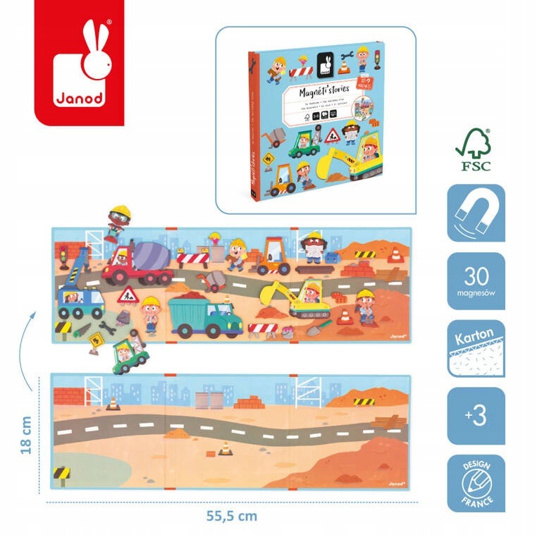 Janod Magnetic Puzzle Construction Site Magneti'stories 3+ Packaging status original