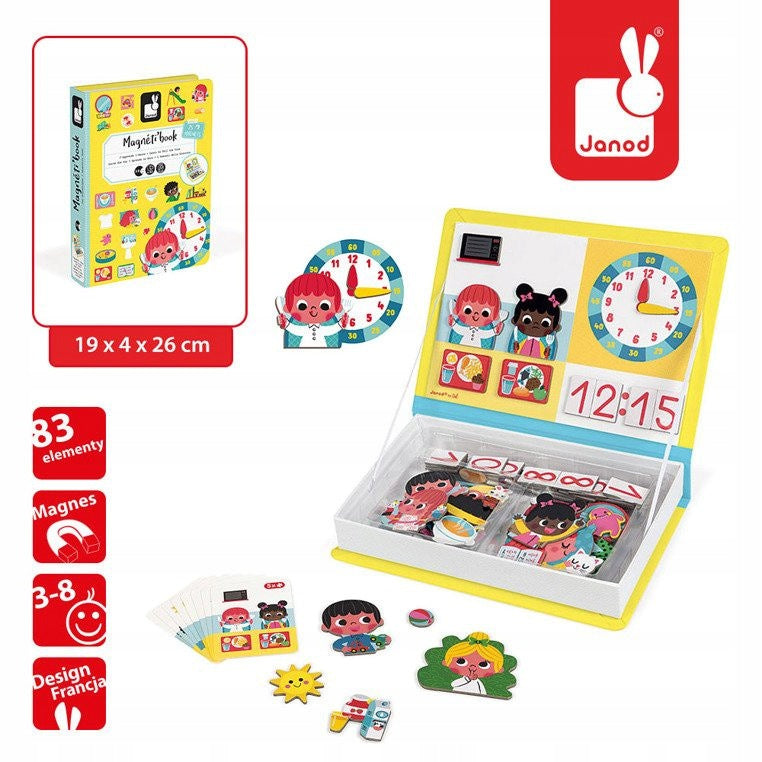 Janod Magnetic puzzle I am learning Magnetibook watch Kid's age 3+ years