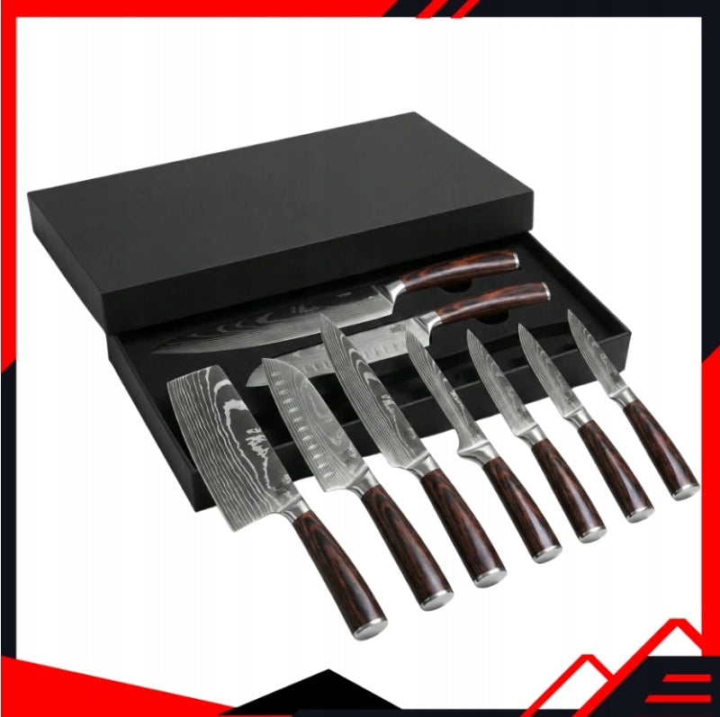 Japanese Style Chef Kitchen Knife Set 10 Pcs Box Packaging status original