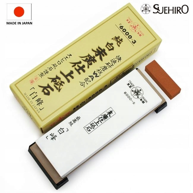 Japanese water stone 6000 with stand and Nagura Suehiro