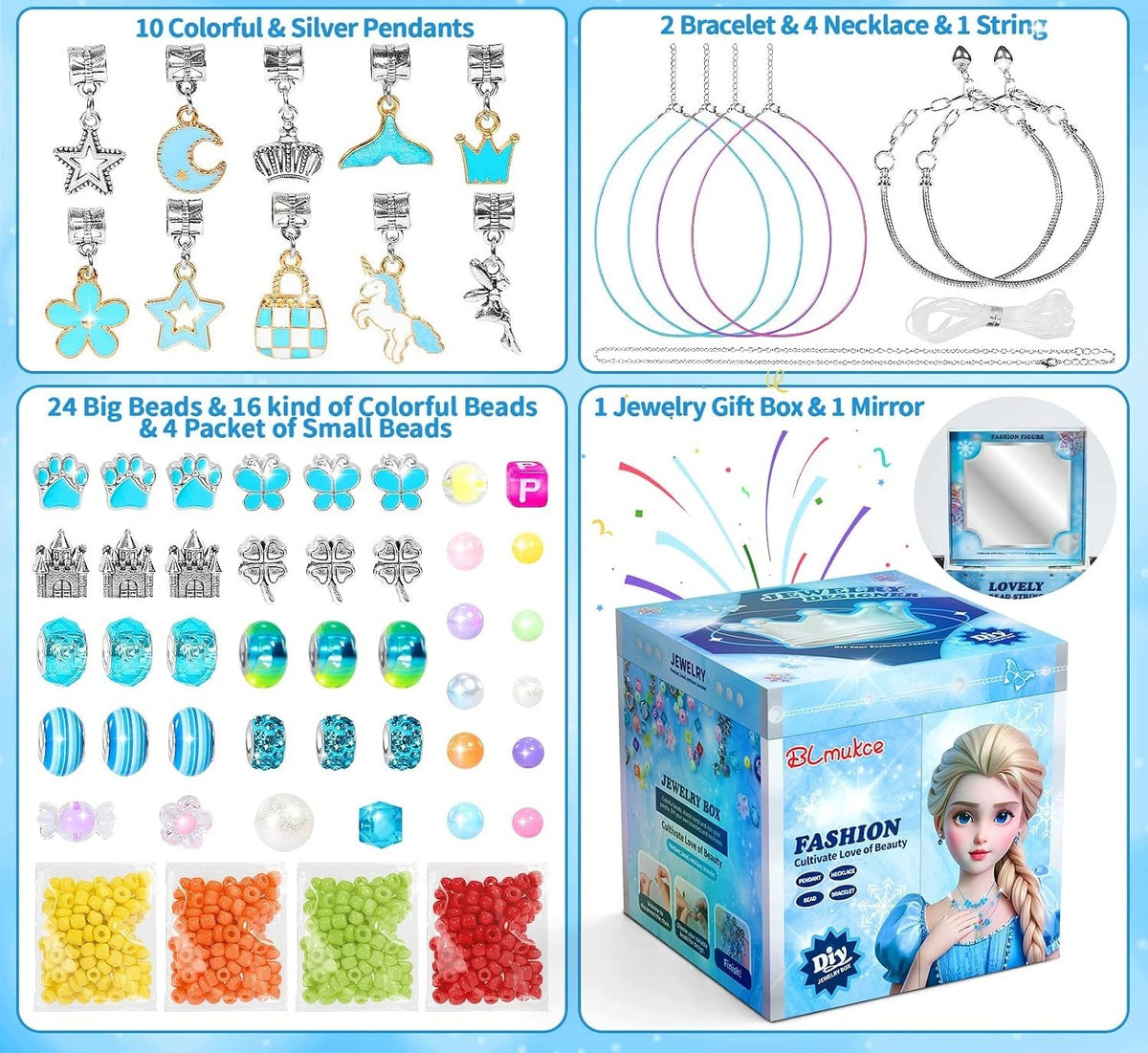 Jewelry Bracelet Making Kit HUGE DIY MIRROR CASKET Kid's age 5+ years