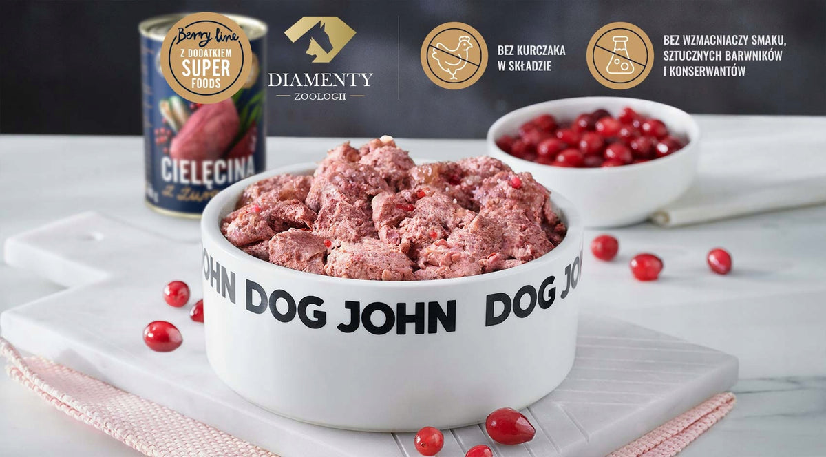 John Dog Berry Line Veal Wet Dog Food with Cranberries 6x400 g Packaging status original