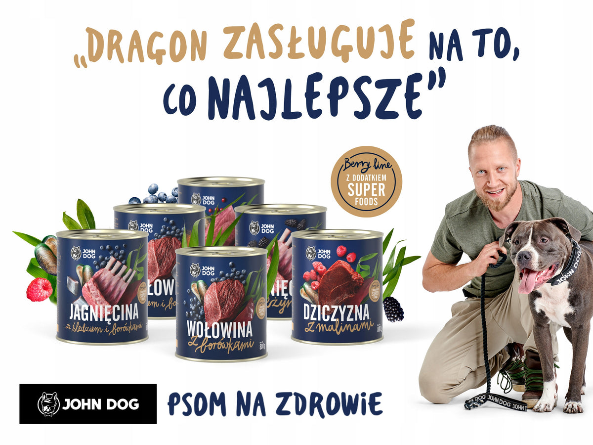 John Dog Berry Line Wild game with raspberries 6x800g Brand John Dog