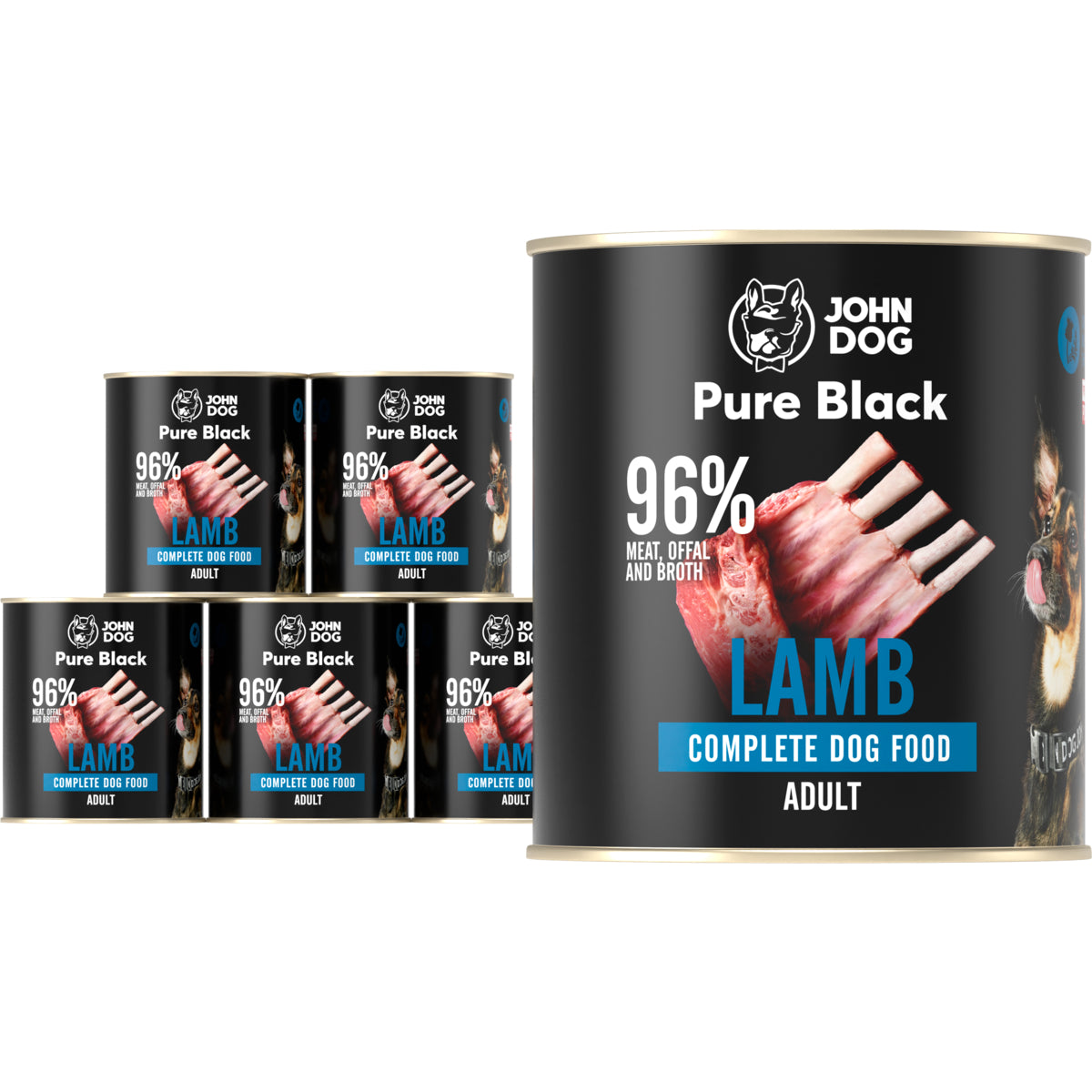 John Dog Pure Black Wet Food Lamb 6x800g