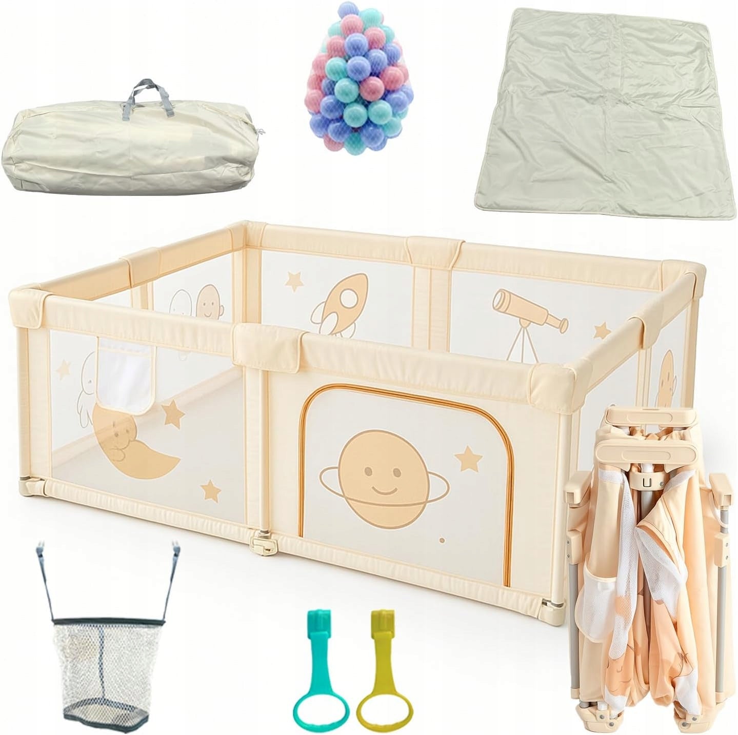 Joyeuse Planet – folding playpen with mat Oxford fabric
