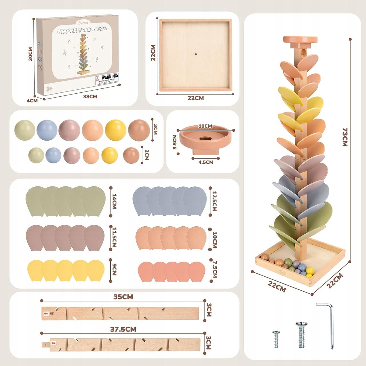 Joyreal Montessori Sound Tree 7 Levels 12 Wooden Balls 3+ Packaging status original