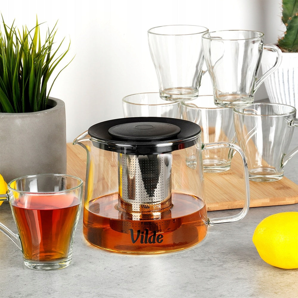 Jug INFUSER strainer teapot for brewing tea herbs 1,5L + glasses Packaging status original