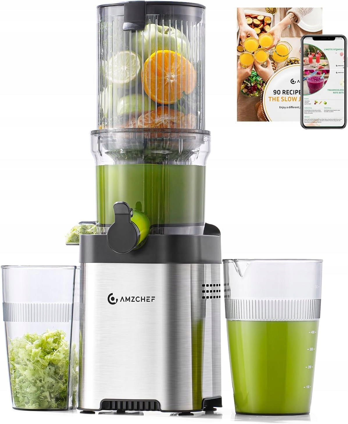 Juicer Amzchef Juicer silver/grey with two glasses V51