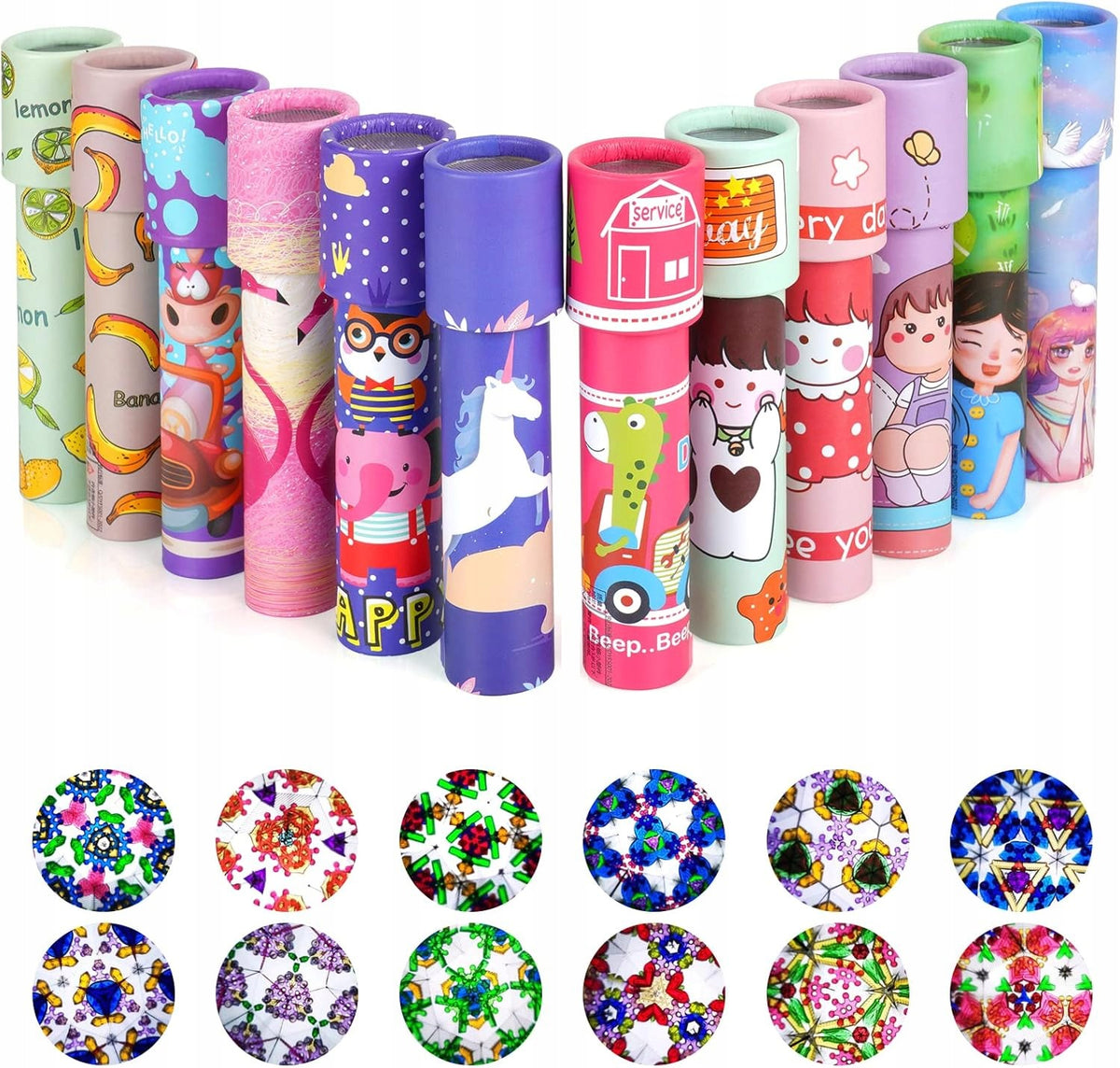 KALEIDOSCOPE SET OF COLORFUL KALEIDOSCOPES FOR CHILDREN 12 PIECES