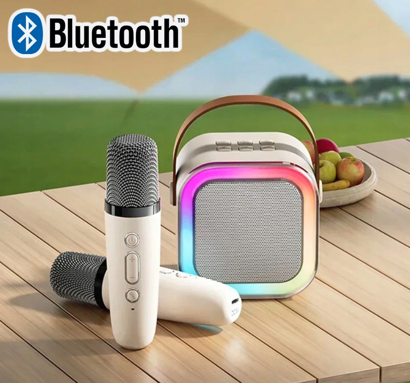 KARAOKE BLUETOOTH SPEAKER WIRELESS LED SET 2 MICROPHONES USB SD JACK Packaging status original