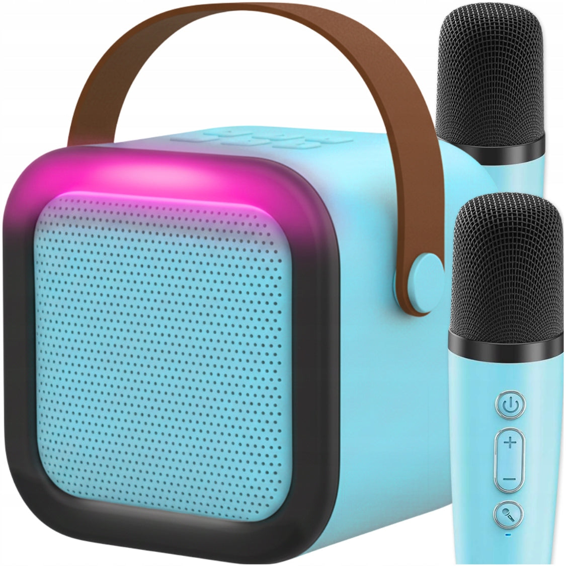 KARAOKE SET FOR CHILDREN 2 MICROPHONES WIRELESS SPEAKER RGB BLUE