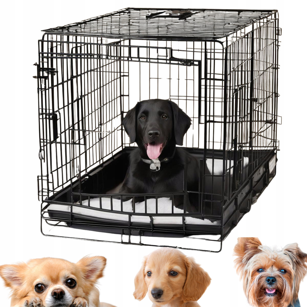 KENNEL CAGE DOG TRANSPORTER CAT PLAYPEN 60 X 46 X 52 wire 4.5mm