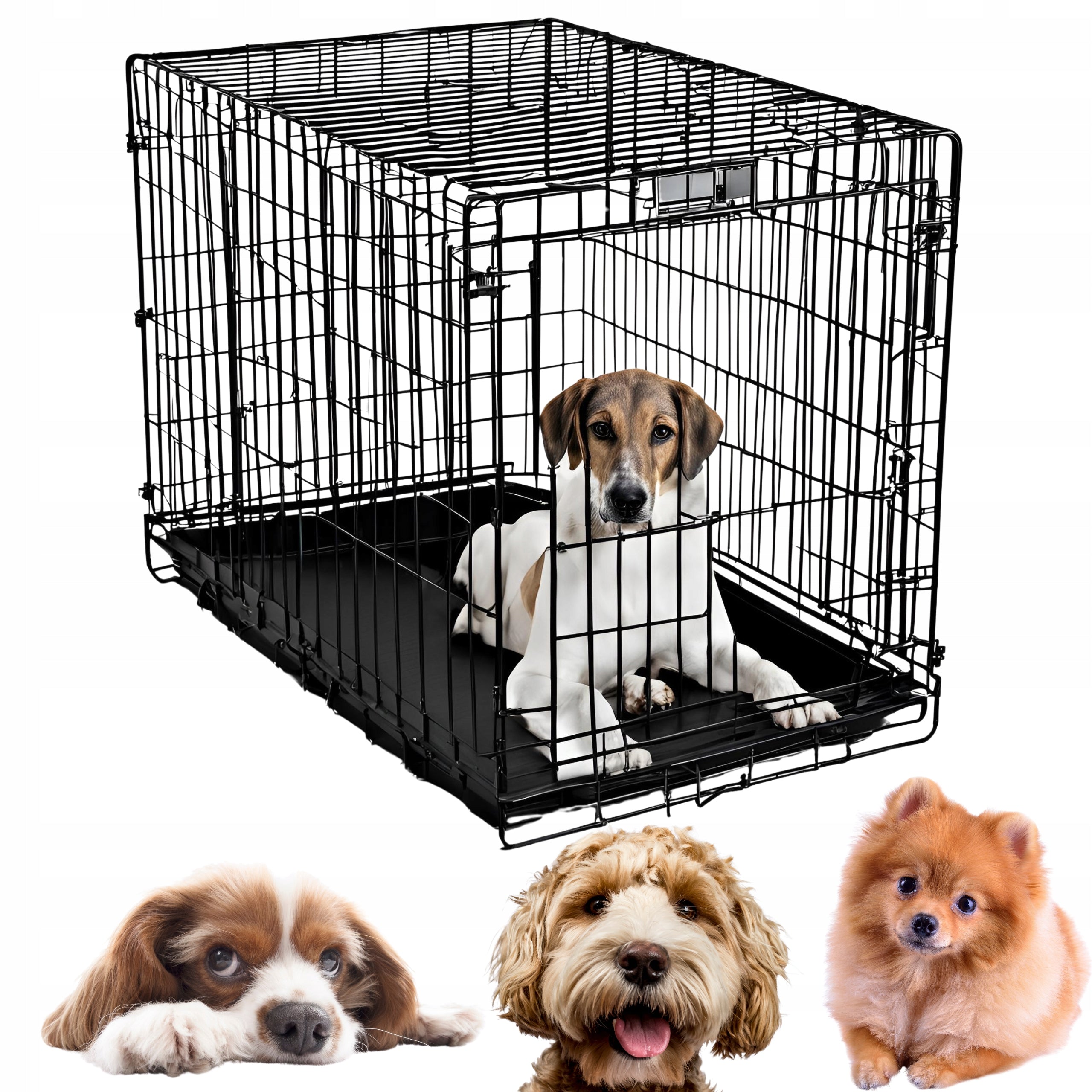 KENNEL CAGE TRANSPORTER FOR DOG CAT PLAYPEN 76x52x59 cm wire 4.5mm