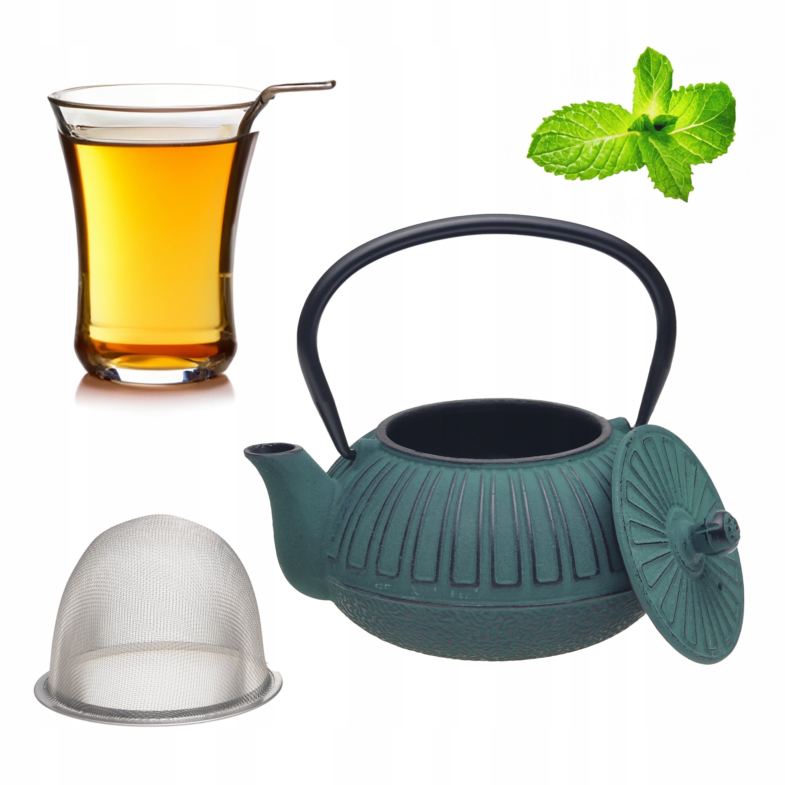 KETTLE CAST IRON TEAPOT INFUSER TEA JUG HERBS WITH STRAINER 0,6l KAMILLE Manufacturer code 4831
