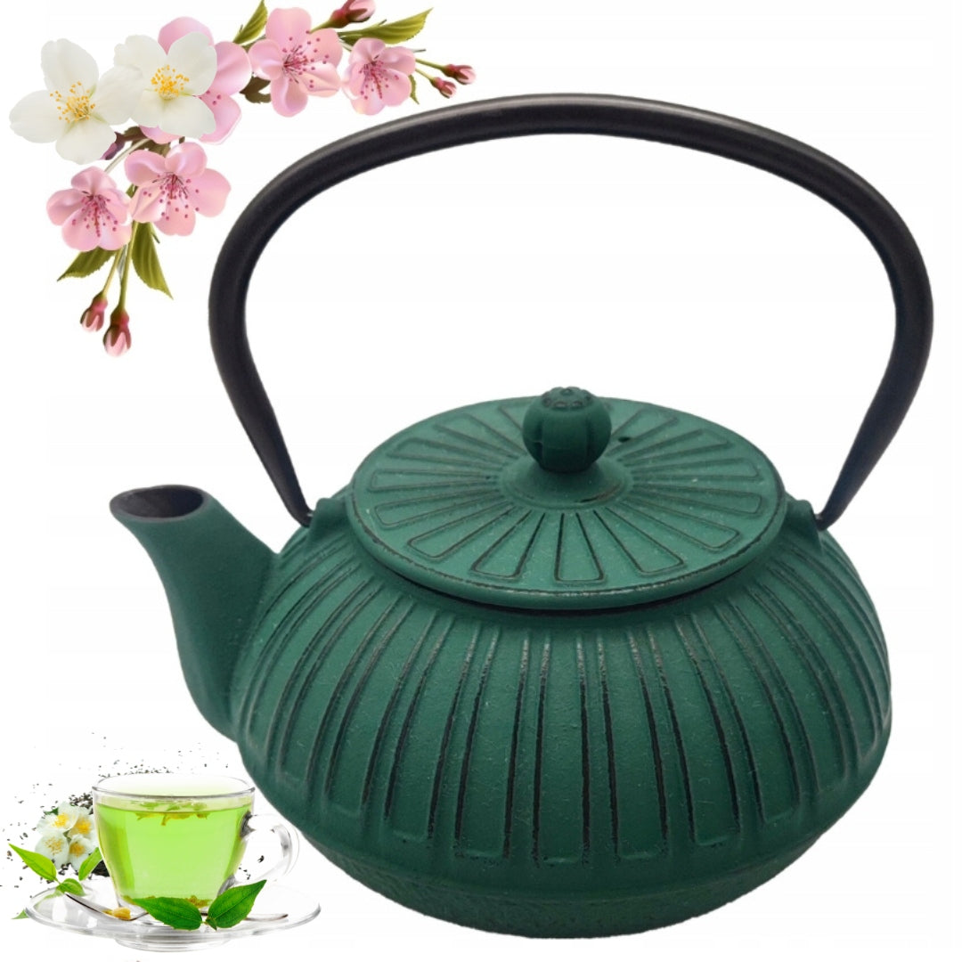 KETTLE CAST IRON TEAPOT INFUSER TEA JUG HERBS WITH STRAINER 0,6l KAMILLE