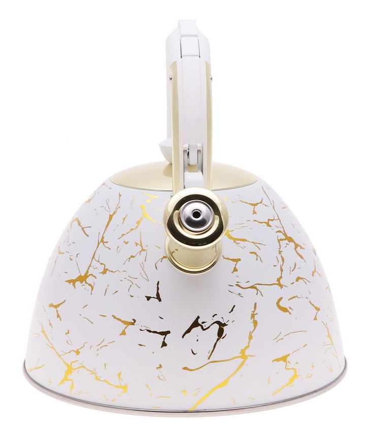 KETTLE Steel 3l White Gold With Whistle INDUCTION Gas 6650 Brand Yermos