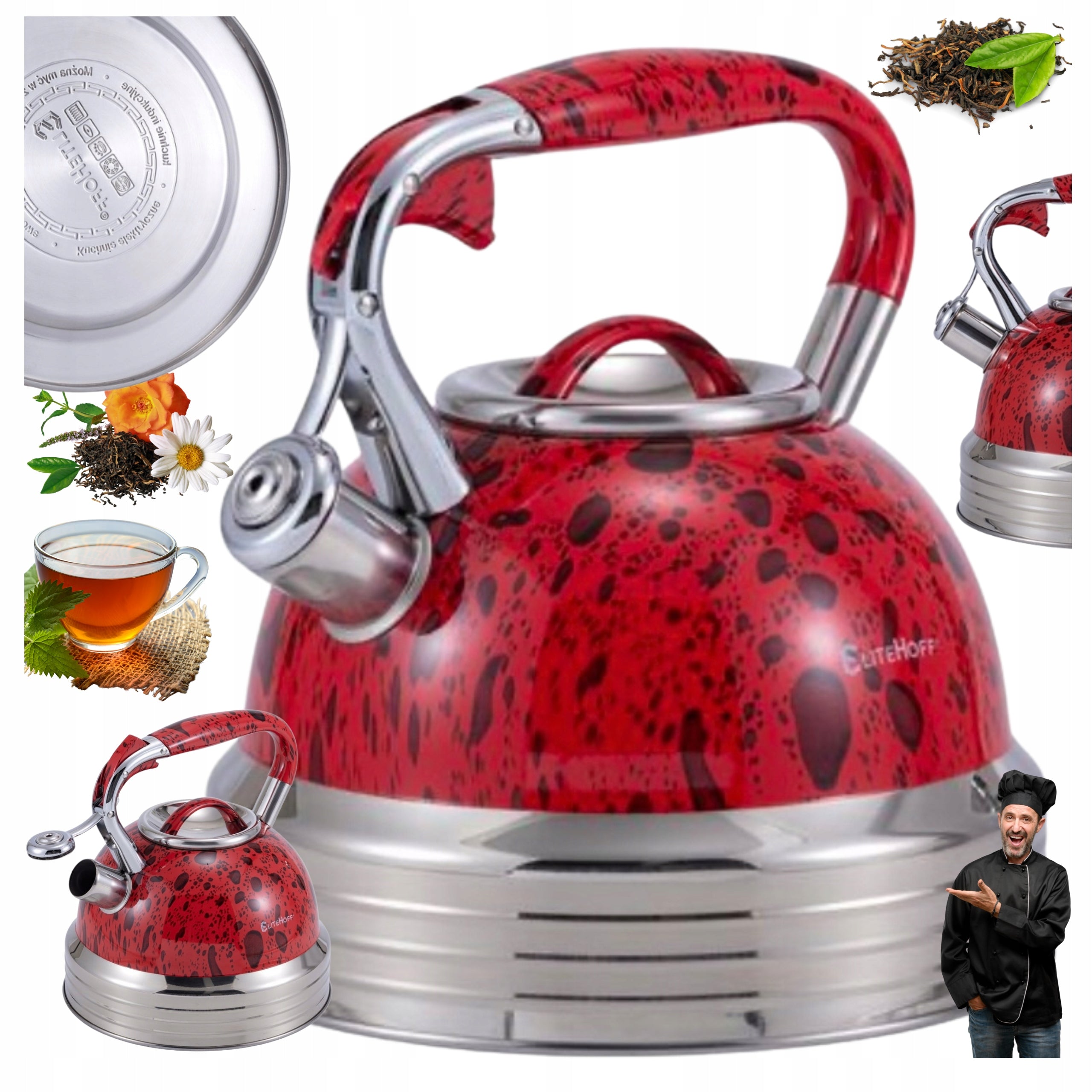KETTLE Traditional 3,5L with WHISTLE GAS INDUCTION STAINLESS STEEL STYLISH