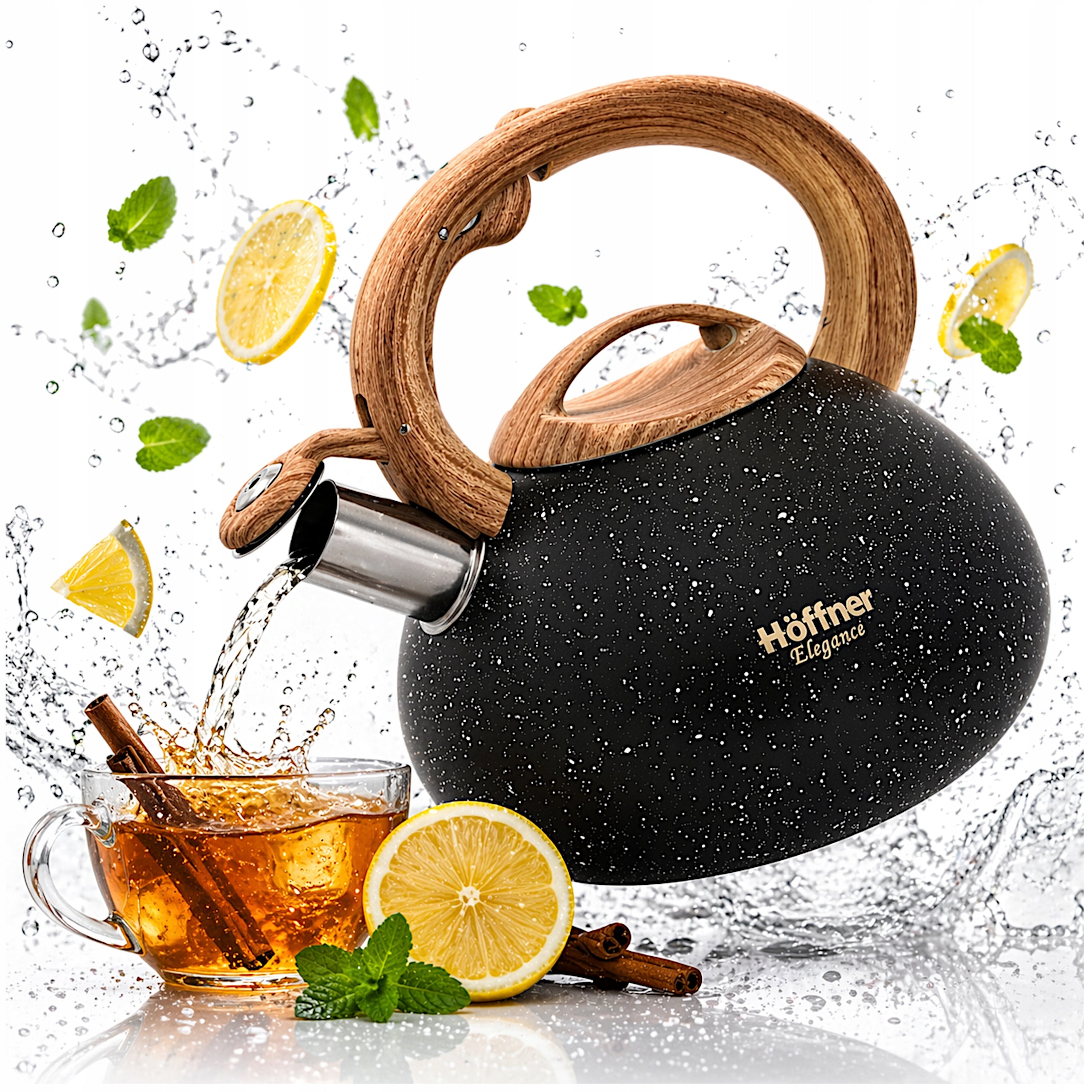 KETTLE WITH WHISTLE TRADITIONAL FOR GAS INDUCTION STAINLESS STEEL LARGE BLACK