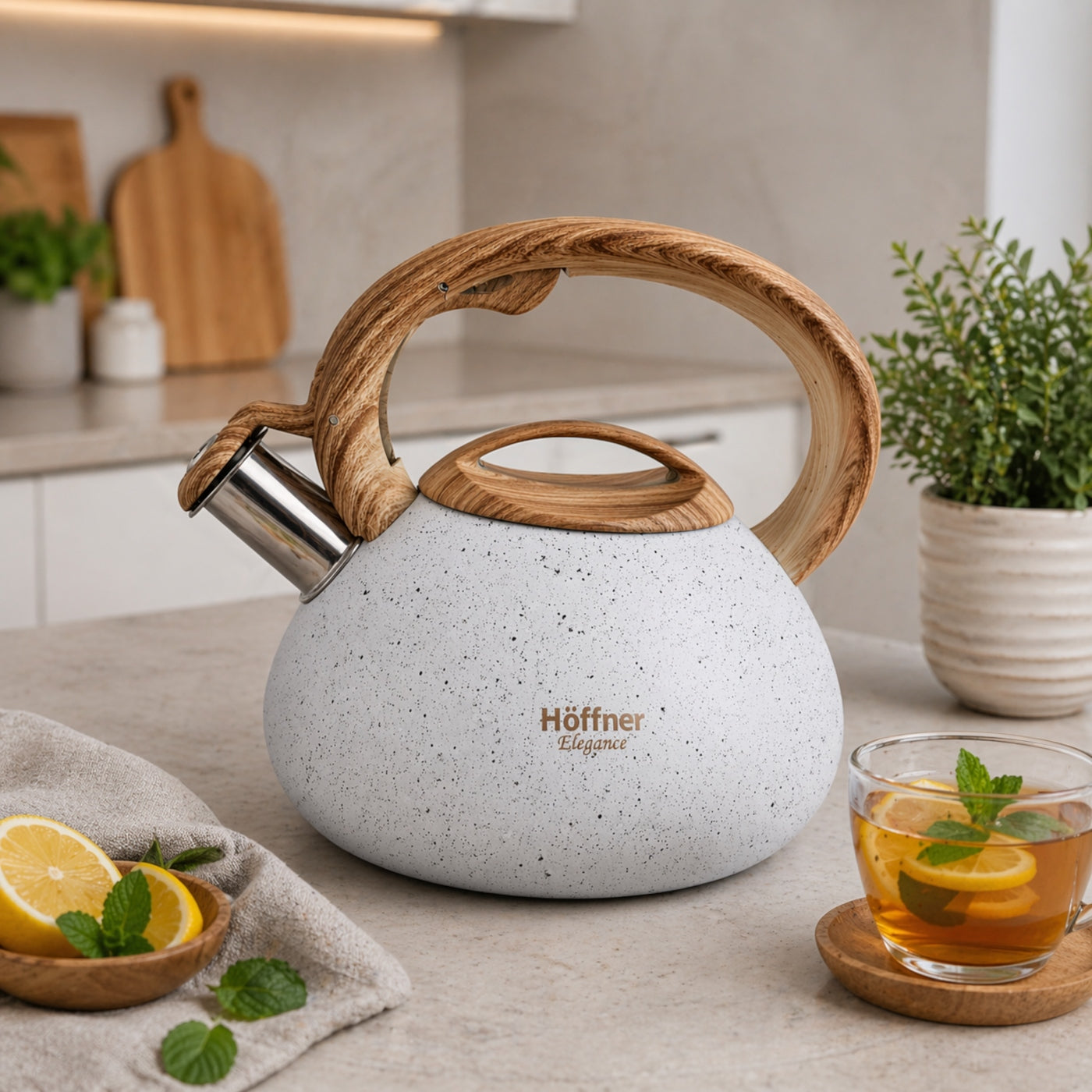 KETTLE WITH WHISTLE TRADITIONAL FOR GAS INDUCTION STAINLESS STEEL LARGE WHITE Manufacturer code HF-4956 BIAŁY
