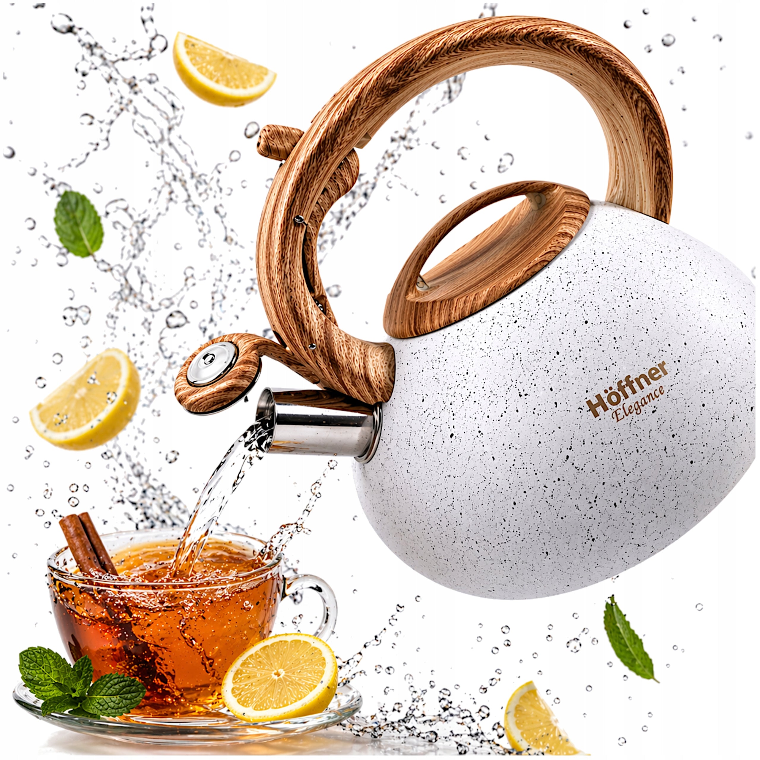 KETTLE WITH WHISTLE TRADITIONAL FOR GAS INDUCTION STAINLESS STEEL LARGE WHITE
