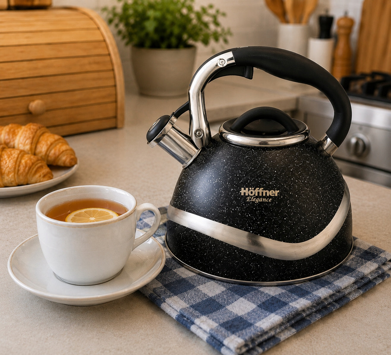 KETTLE WITH WHISTLE TRADITIONAL INDUCTION GAS STAINLESS STEEL BLACK LARGE 3 L Packaging status original
